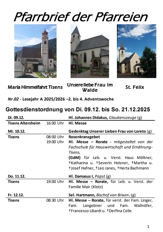 Lettera parrocchiale 09.12.-21.12.2025 Lettera parrocchiale 09.12.-21.12.2025